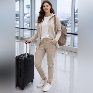 Athleta Wander Stash Skinny Pant Size 2 Beige Travel Stretch Zip Pocket